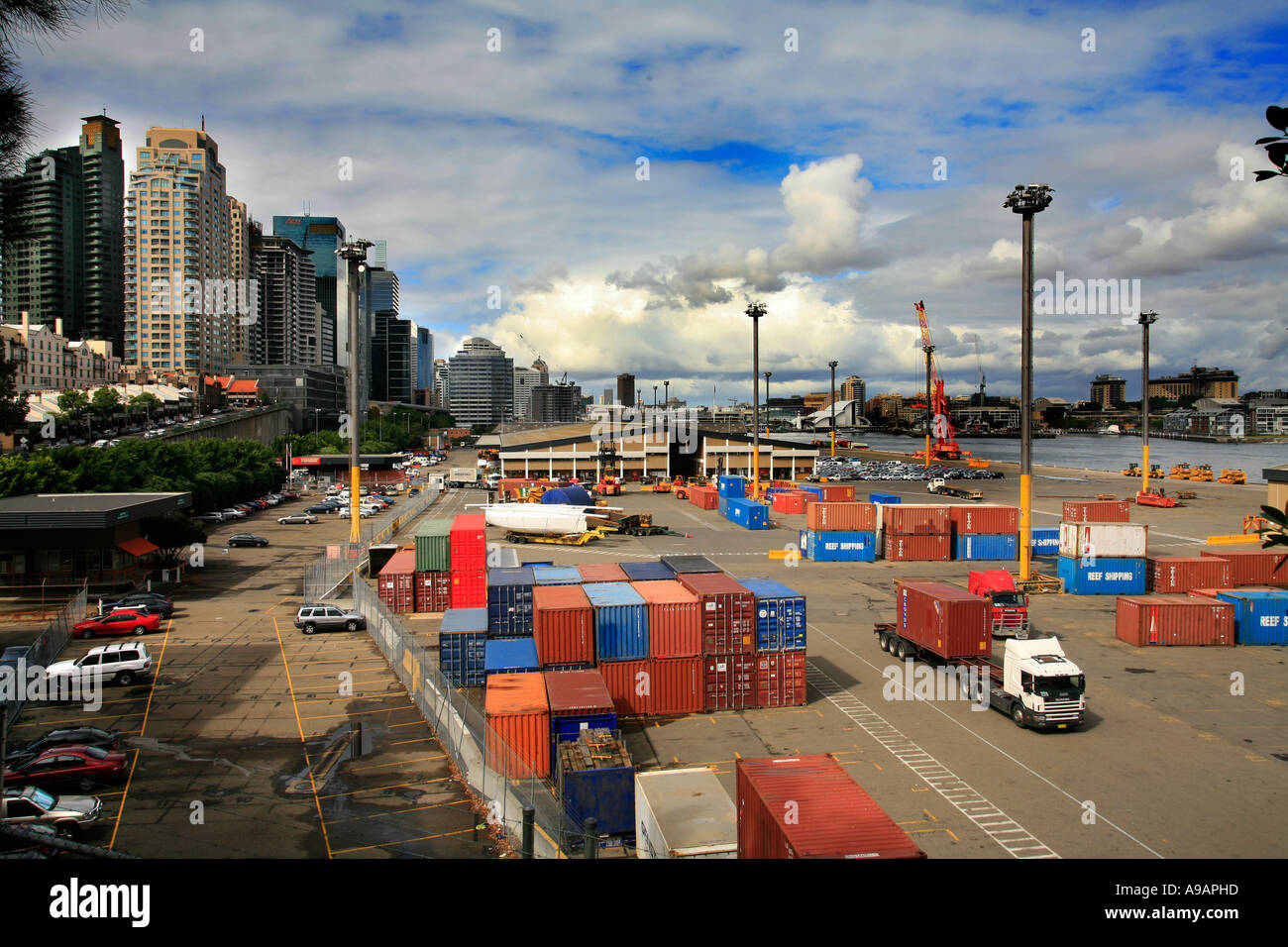 Container terminal at Darling Harbour in Sydney Stock Photo