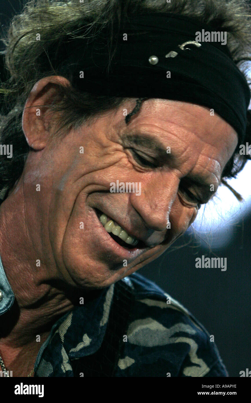Lead guitarist Keith Richards from the legendary rock band The Rolling Stones concert in Sydney April 2006 Editorial use only Stock Photo