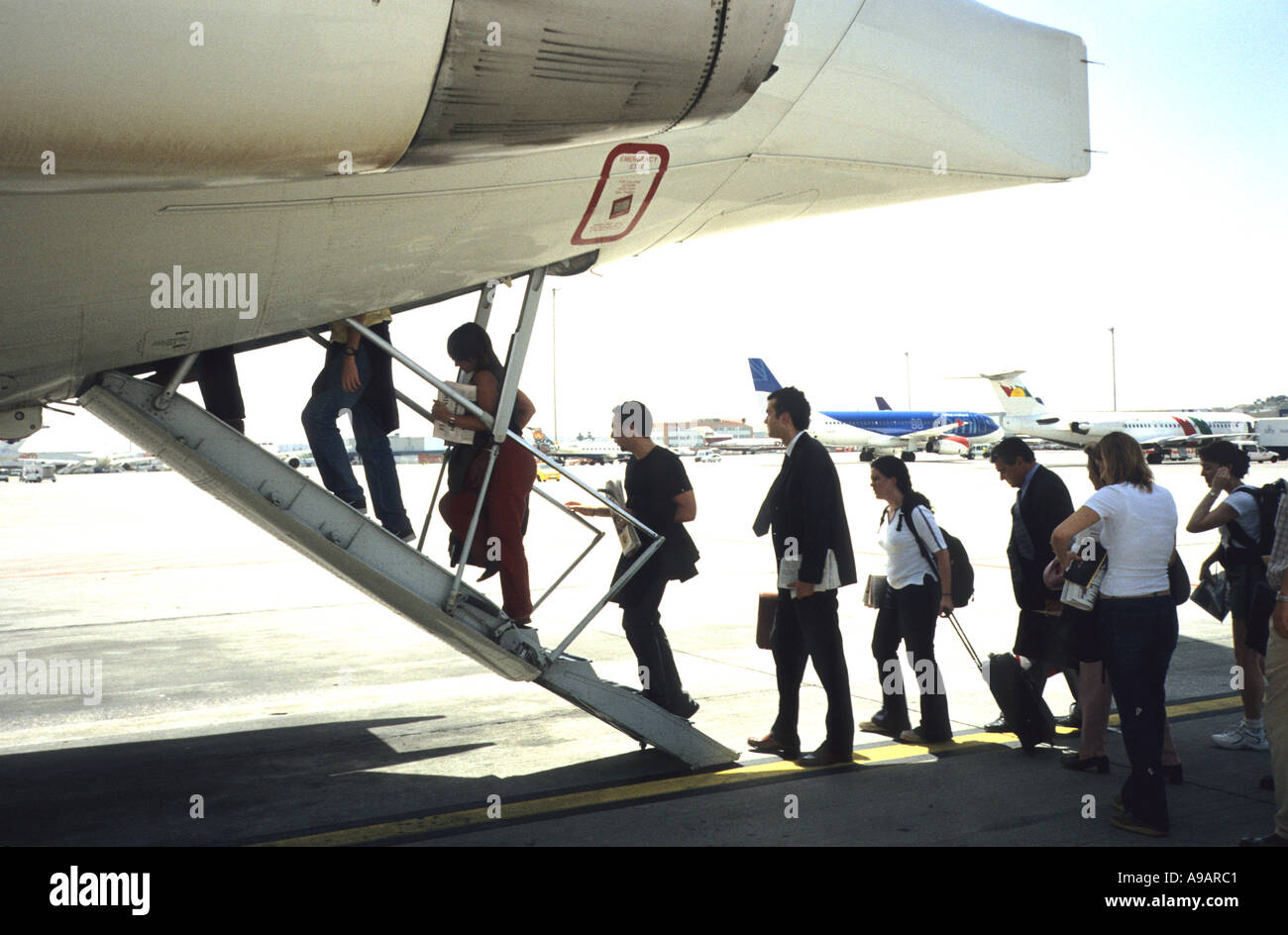 boarding airplane boarding passengers Stock Photo