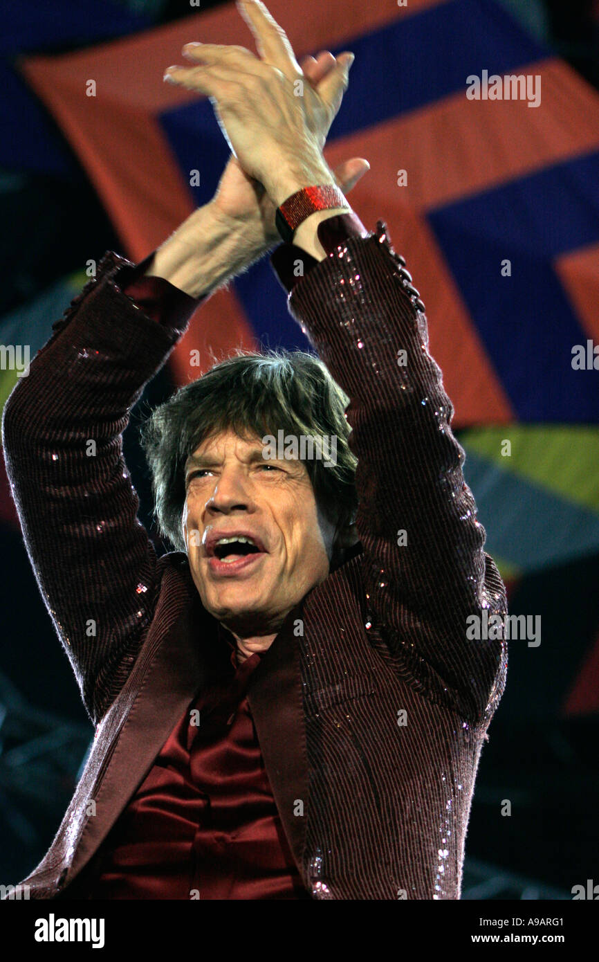 Mick Jagger from the legendary rock band The Rolling Stones concert in Sydney April 2006 Editorial use only Stock Photo