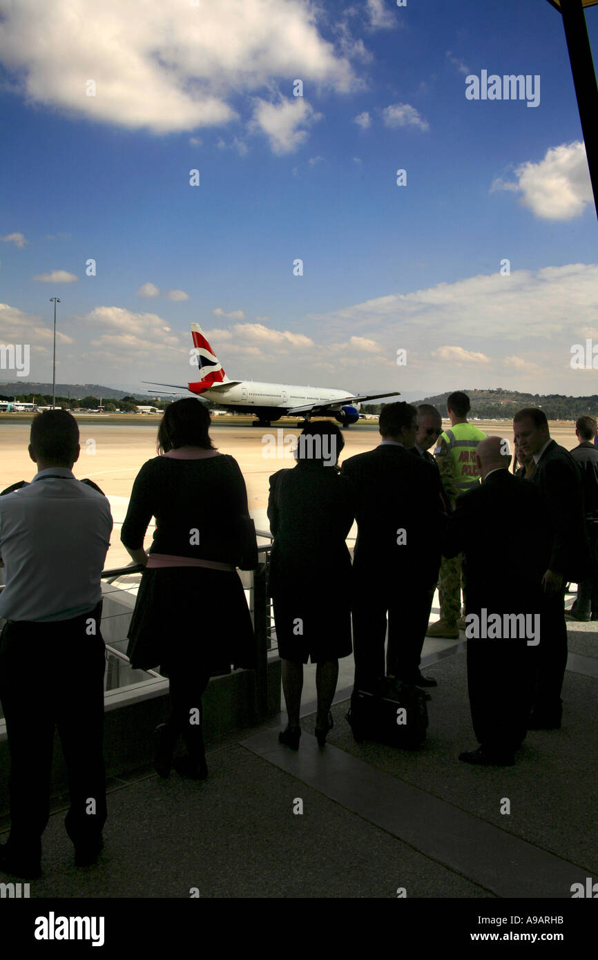 British Airways Jumbo Jet VIP departure Prime Minister Tony Blairs flight departs Canberra Australia 2006 Stock Photo