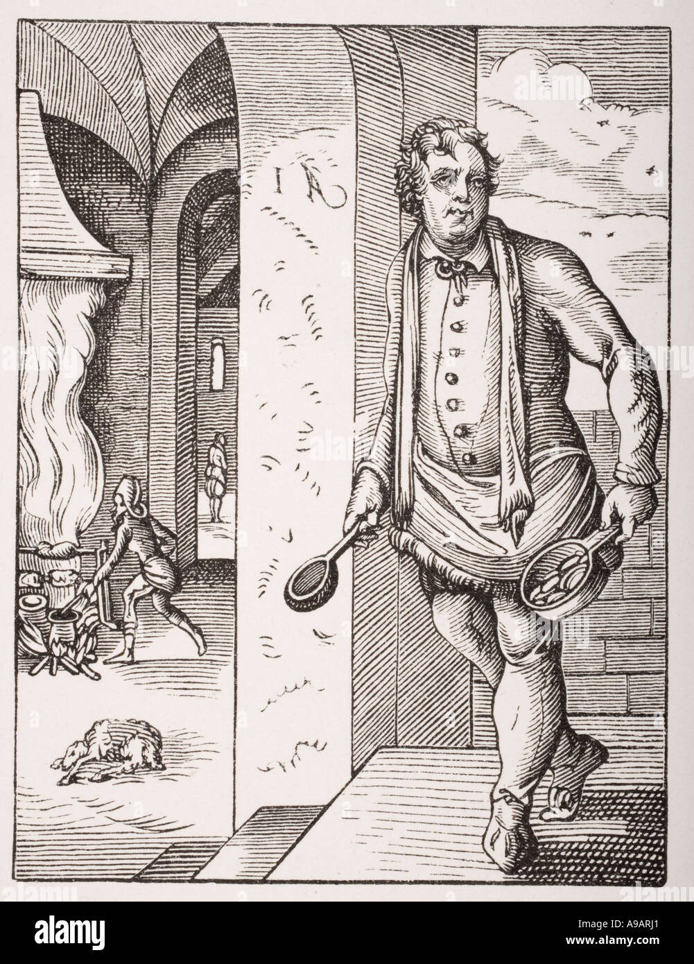 The cook . After a 16th century engraving by Jost Amman Stock Photo