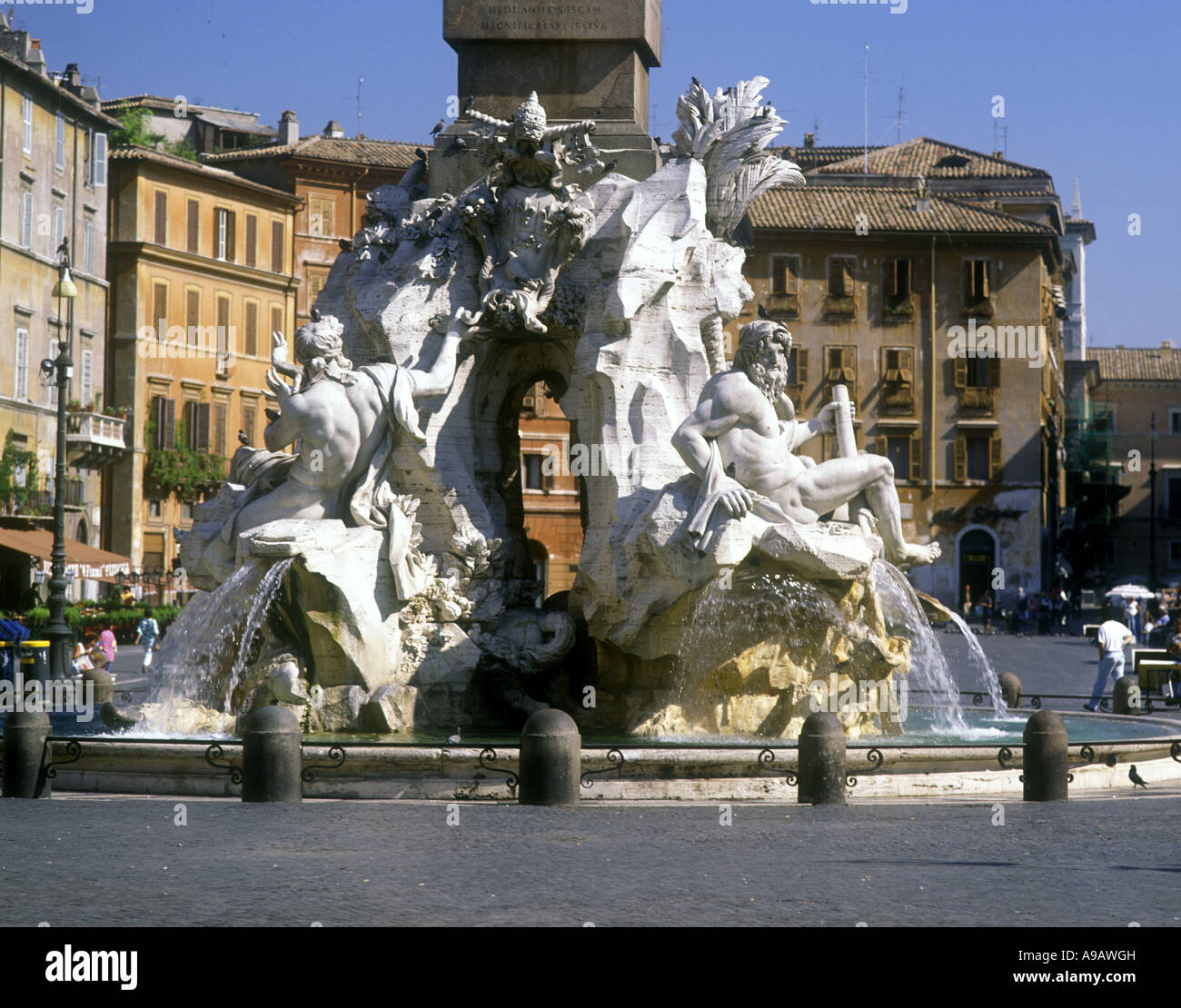 FOUNTAIN OF THE FOUR RIVERS PIAZZA NAVONA ROME ITALY Stock Photo - Alamy