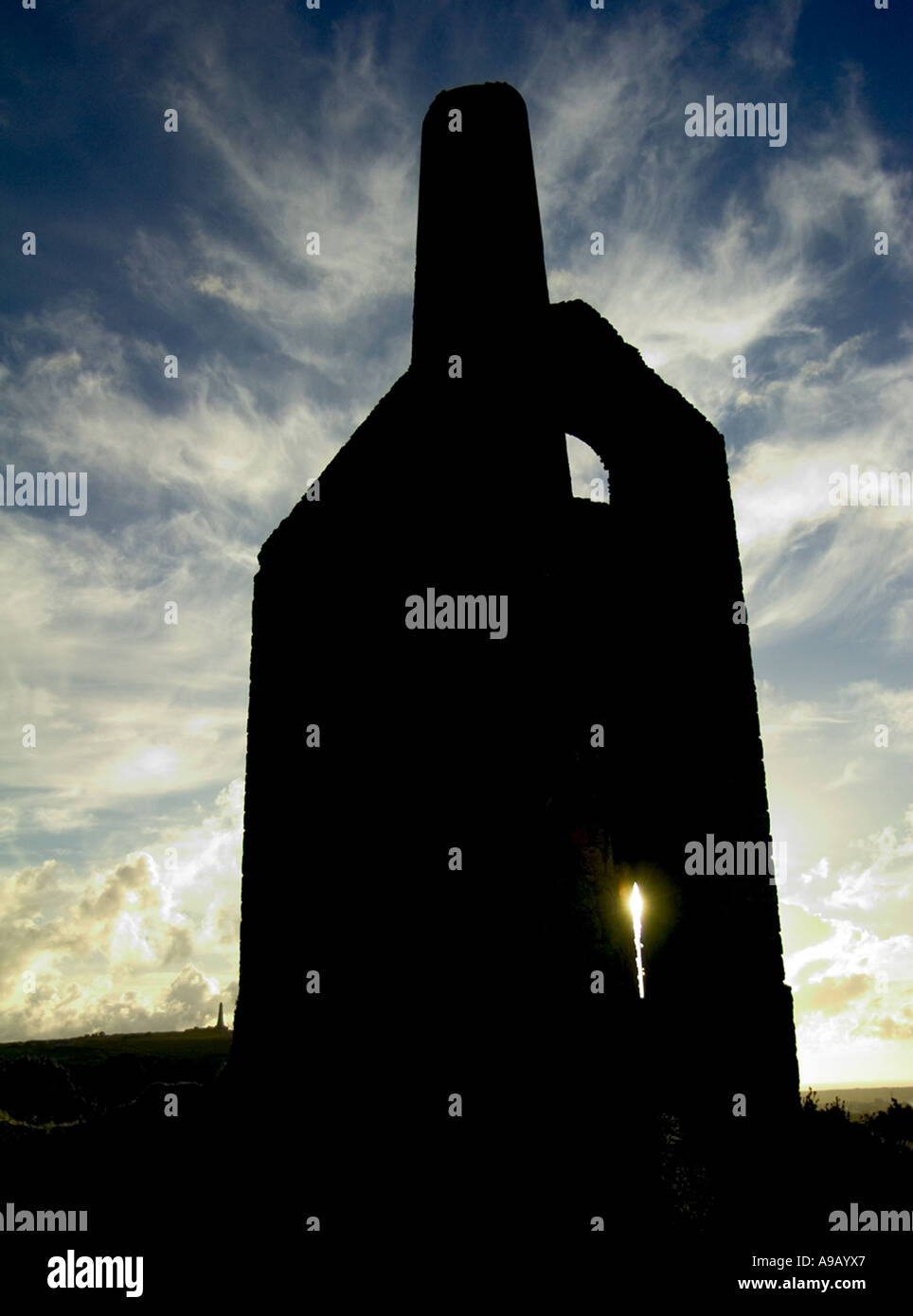Engine house in silhouette Stock Photo