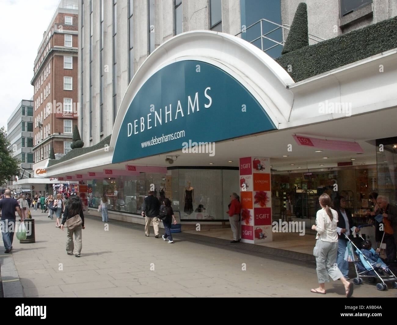 City of Westminster W1 Oxford Street shop front for Debenhams department  store with web site address on sign Stock Photo - Alamy