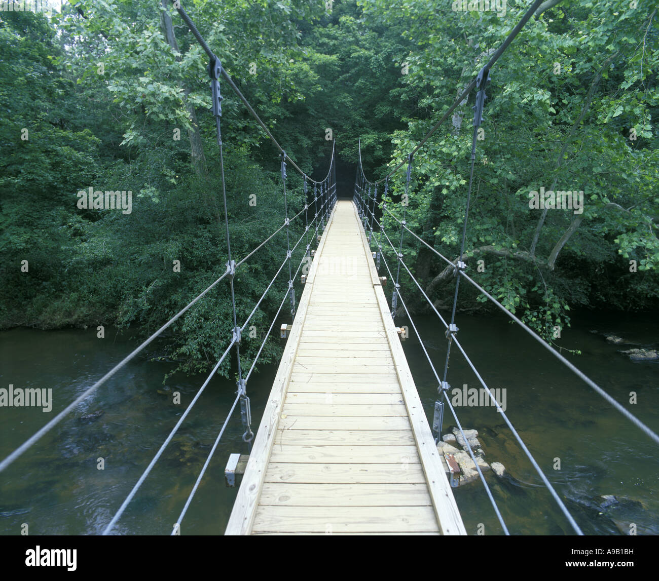 FEWS FORD SUSPENSION FOOTBRIDGE ENO STATE PARK DURHAM NORTH CAROLINA