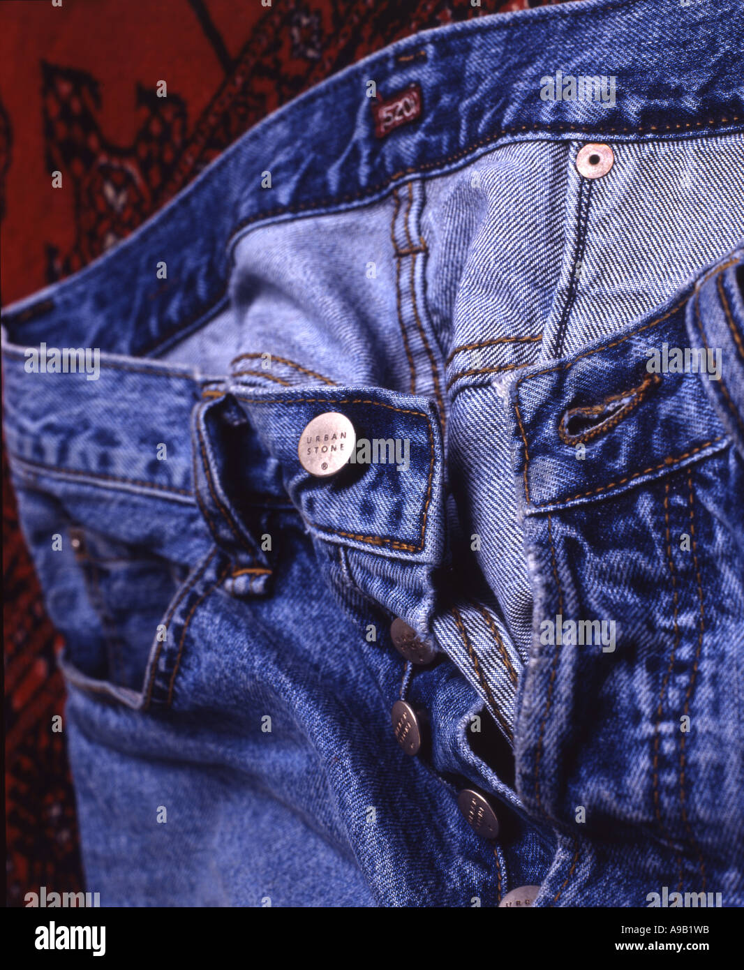 Detail of denim jeans, close-up! Stock Photo