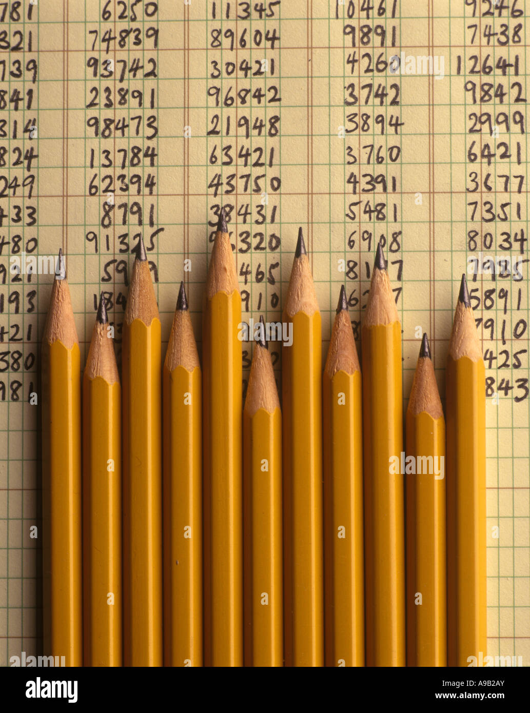 HANDWRITTEN HOME LEDGER SHEET AND LINE OF PENCILS Stock Photo Alamy