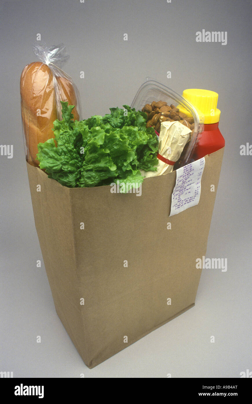 BROWN PAPER GROCERY BAG FULL OF GROCERIES Stock Photo Alamy