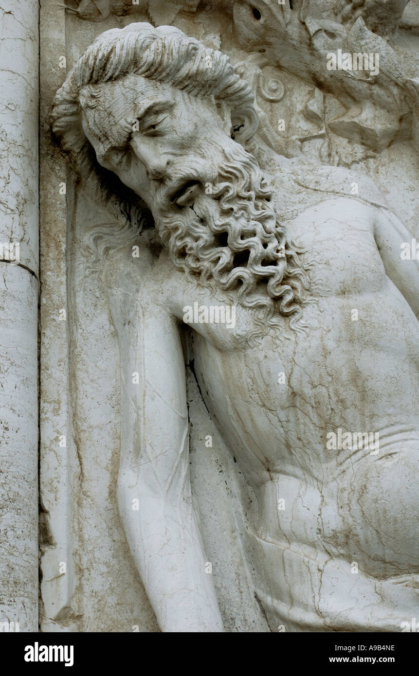 A sculpture of the drunken Noah situated on the south west corner of