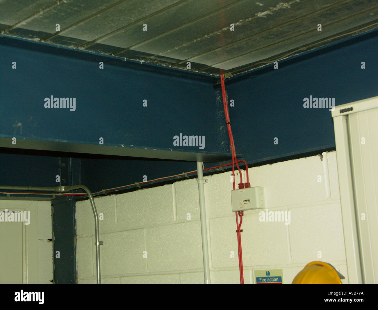 Load bearing RSJ or Rolled Steel Joist shown in situ in a building