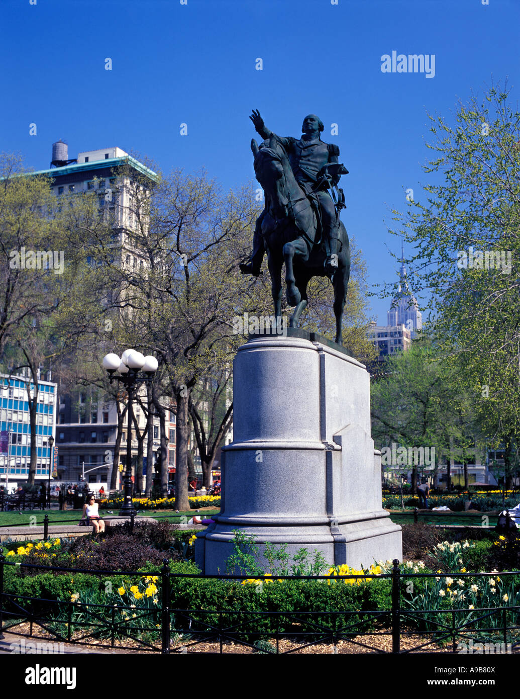 WASHINGTON STATUE UNION SQUARE MANHATTAN NEW YORK CITY USA Stock