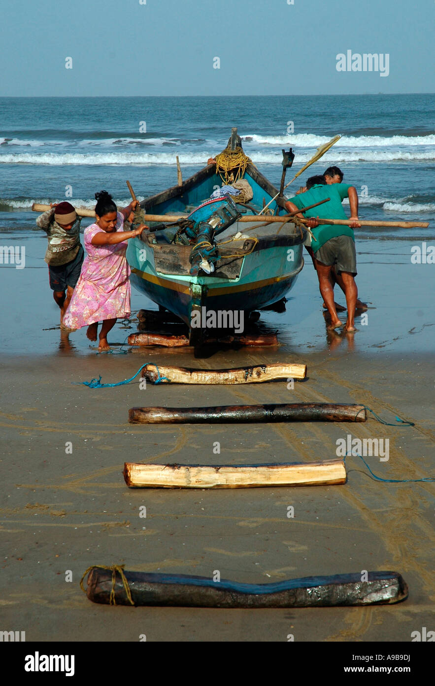 Traditional Fishing Boat,Mandrem Beach,Goa,India,Asia Stock Photo