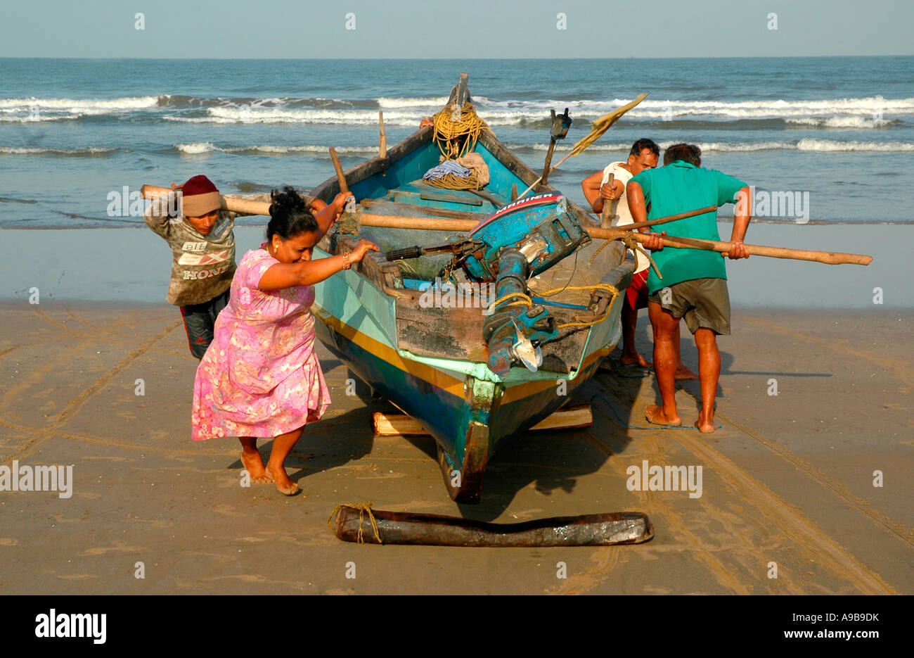 Traditional Fishing Boat,Mandrem Beach,Goa,India,Asia Stock Photo