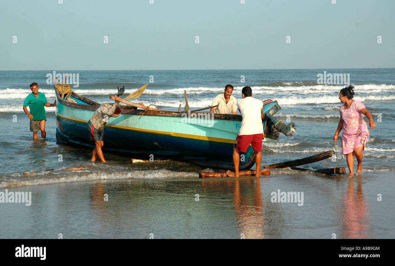 traditional Fishing Boat,Mandrem  Goa,India Stock Photo