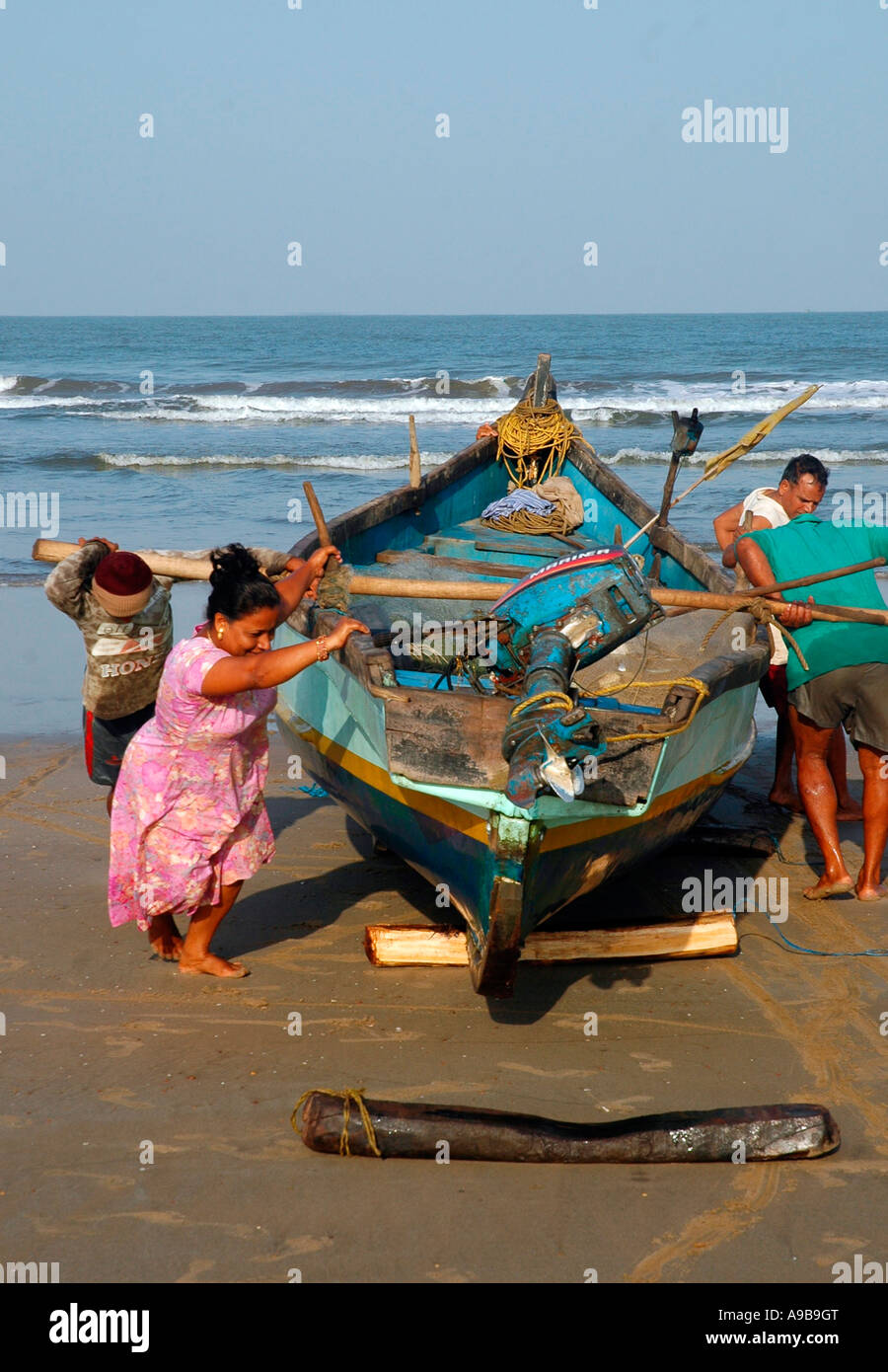 traditional Fishing Boat,Mandrem Goa,India Stock Photo