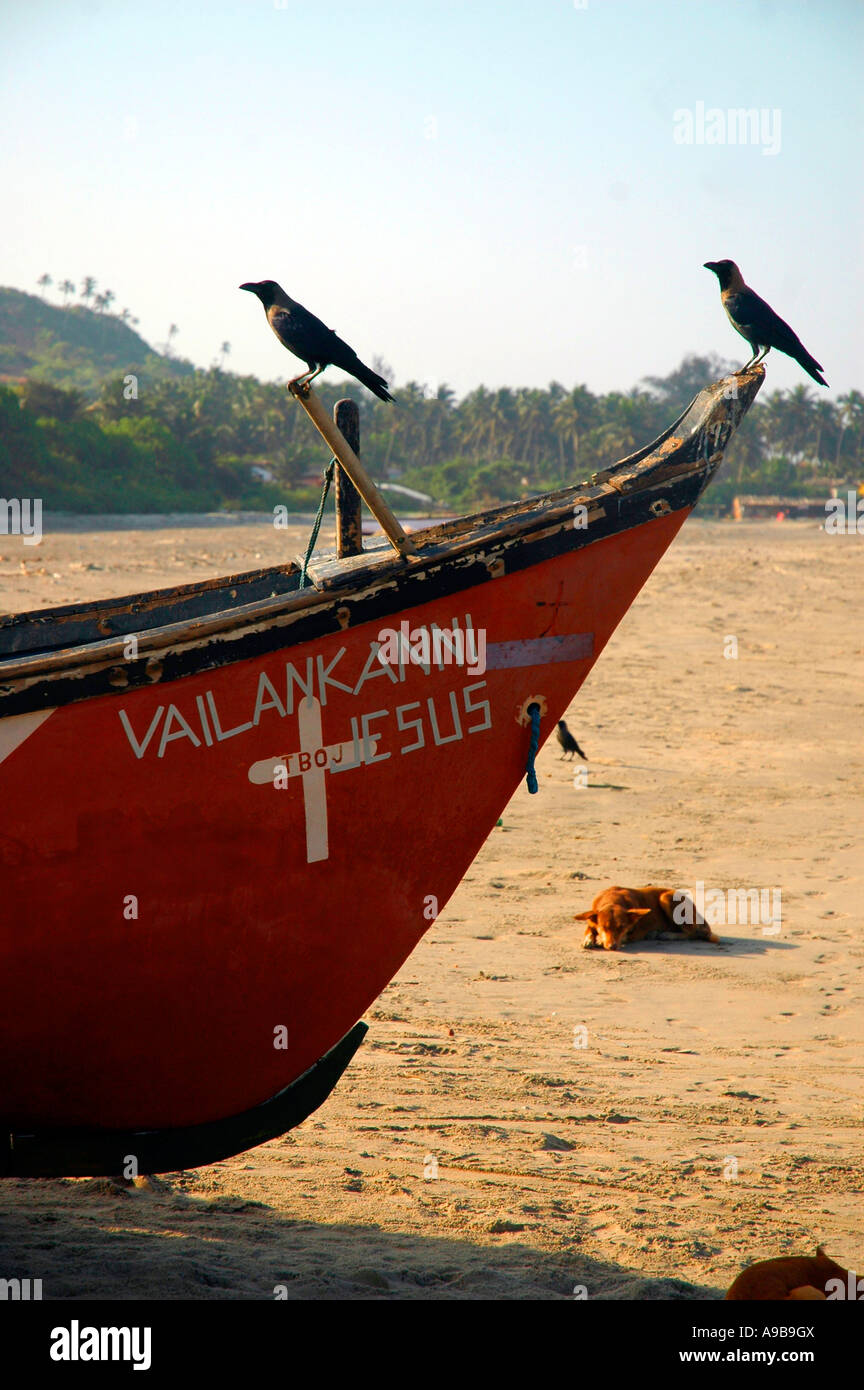 traditional Fishing Boat,Mandrem Beach,Goa,India,Asia Stock Photo