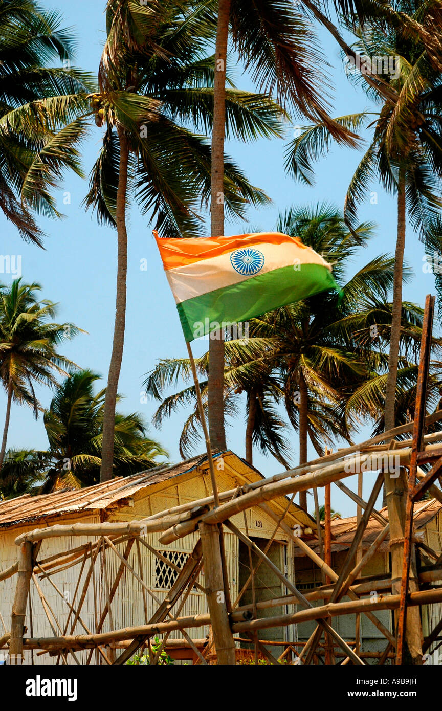 National Flag of India flying in Goa,India,Asia Stock Photo