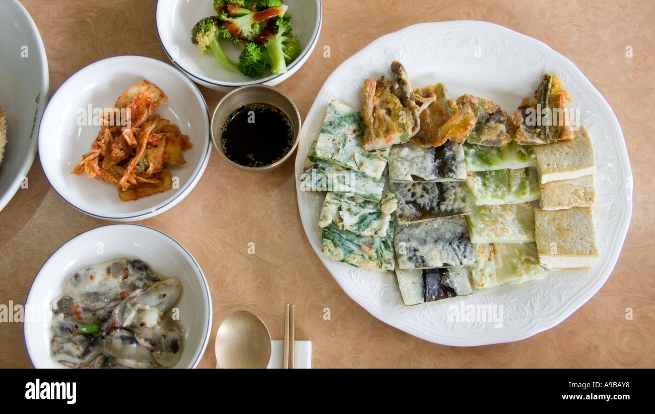 Side dishes at a typical Korean restaurant in South Korea Stock Photo Alamy