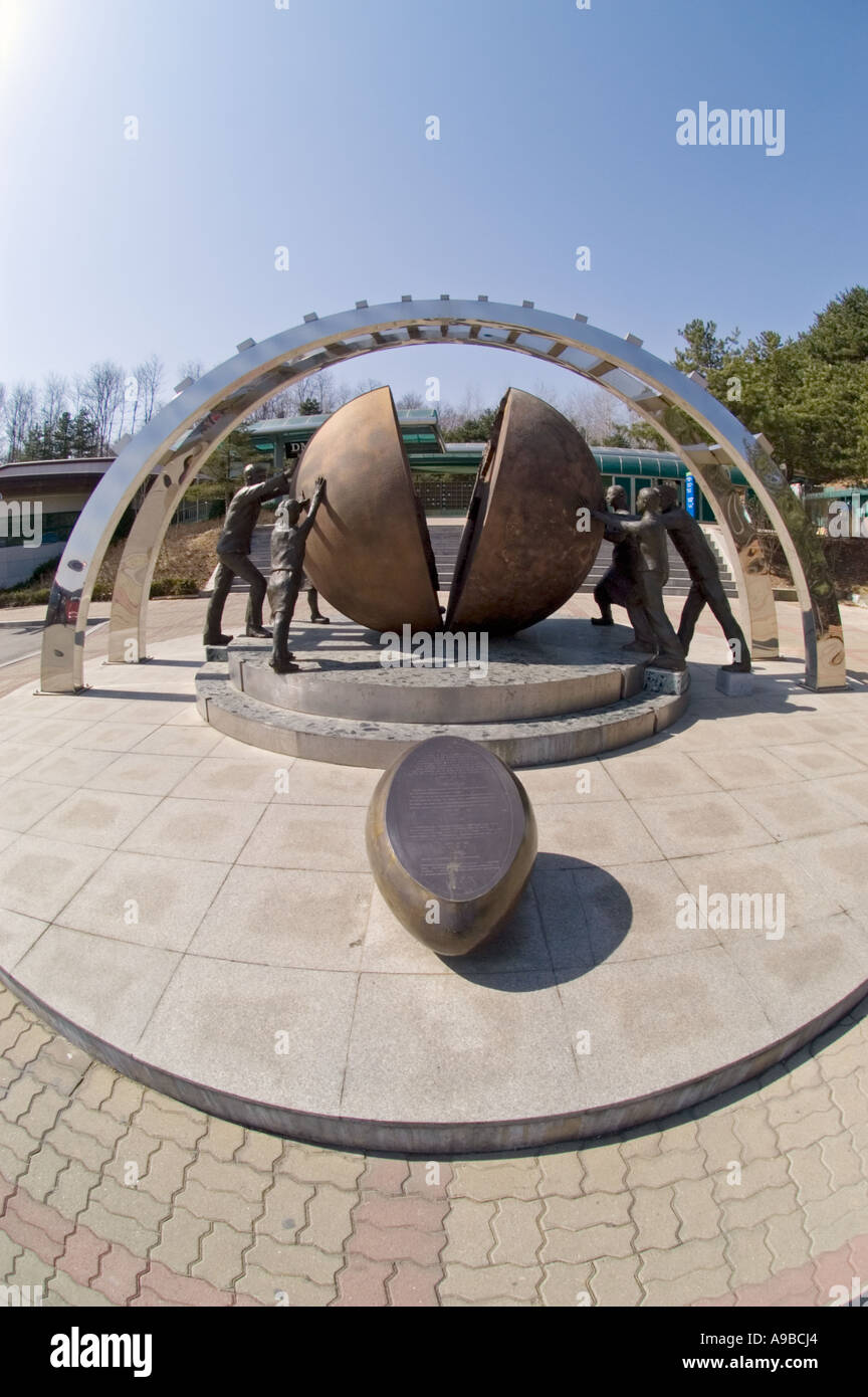 Sculpture near the entrance to infiltration tunnel 3 near the DMZ in South Korea Stock Photo