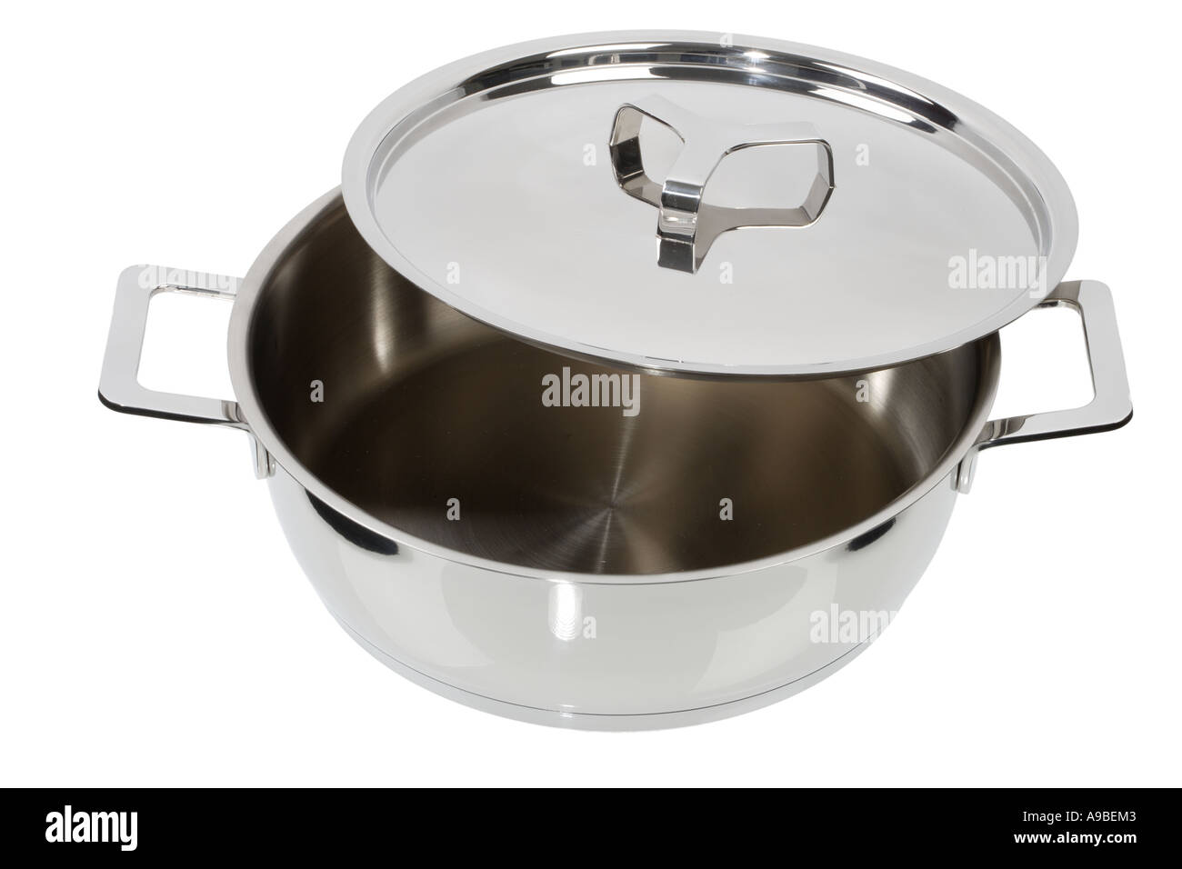 stainless steel saucepan with lid Stock Photo