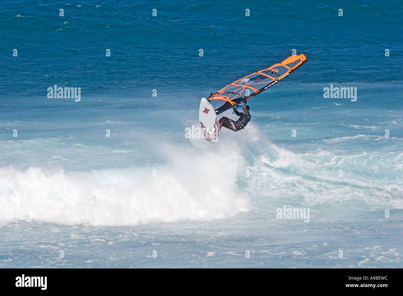 Windsurfing on the coast of Maui Hawaii Stock Photo Alamy