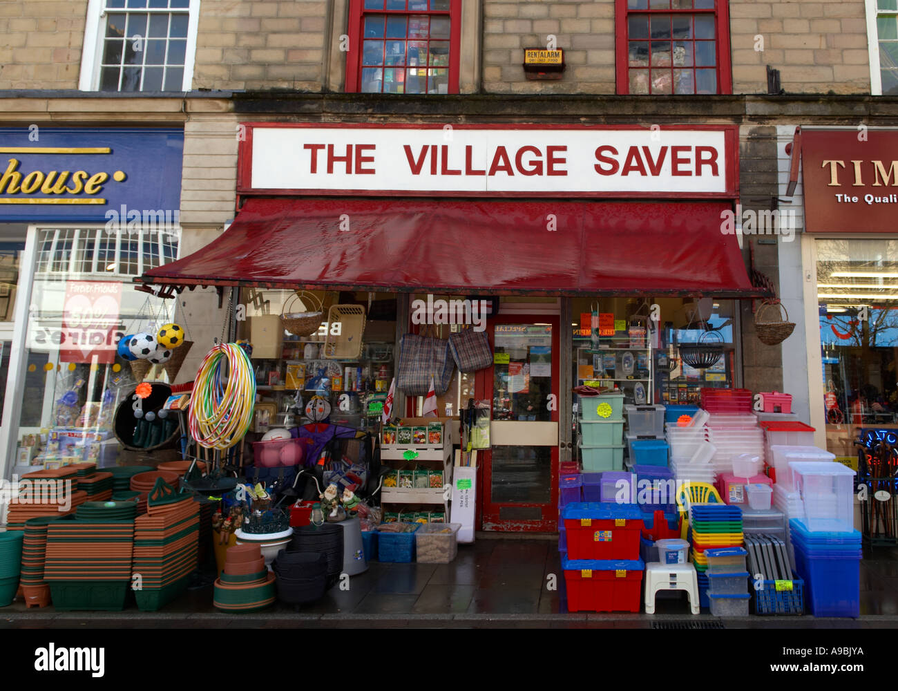 Goods displayed outside a hardware shop in Buxton in Derbyshire "Great