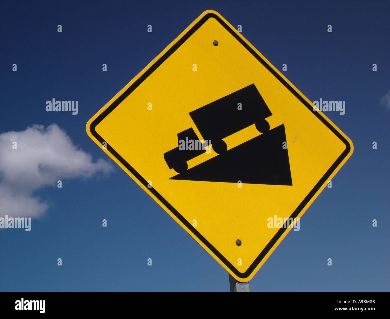 AJD42606, road sign, Hill, Steep Grade Ahead Stock Photo Alamy