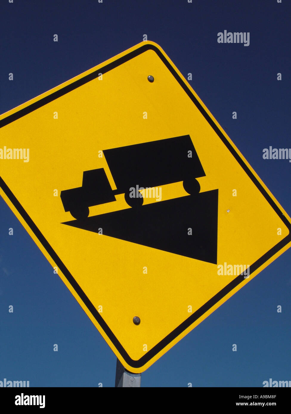 Road signs warning steep roads hi-res stock photography and images - Alamy
