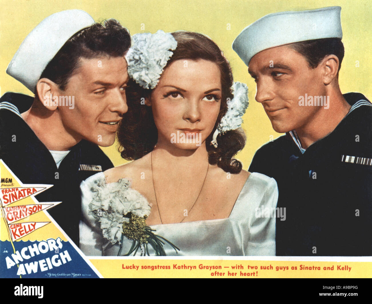ANCHORS AWEIGH - 1945 MGM film musical with from l: Frank Sinatra, Kathryn Grayson and Gene Kelly Stock Photo