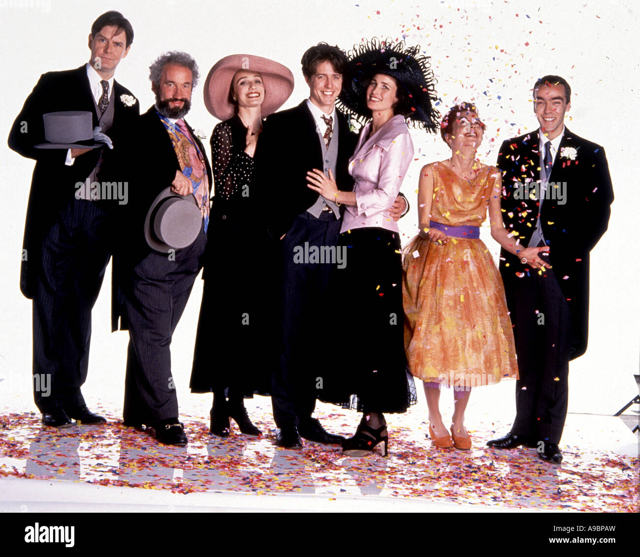 FOUR WEDDING AND A FUNERAL - 1994 Rank/Polygram film with Hugh Grant and Andie McDowell Stock Photo