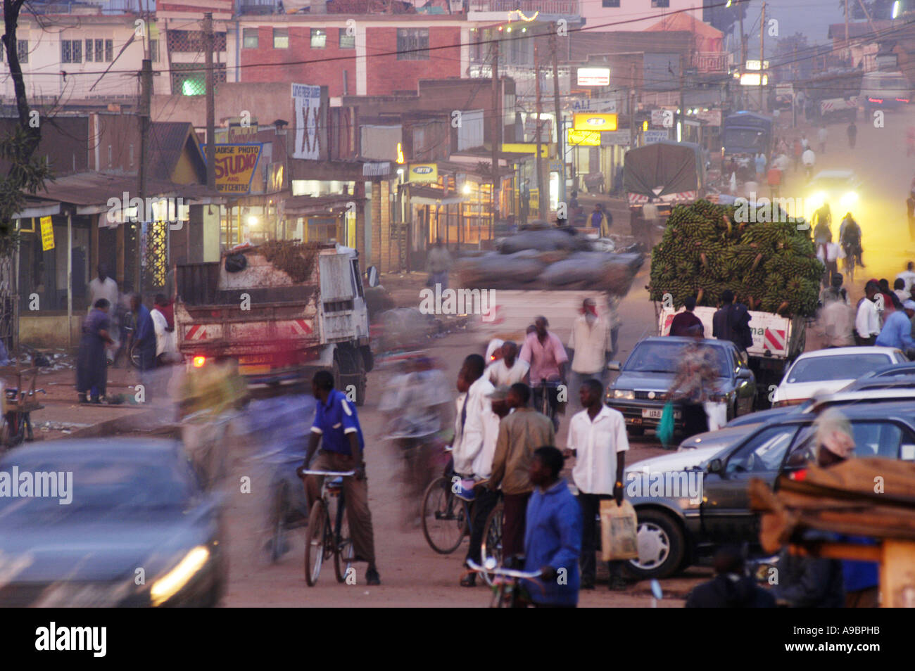 Street scene showing third world traffic and congestion in Kampala ...