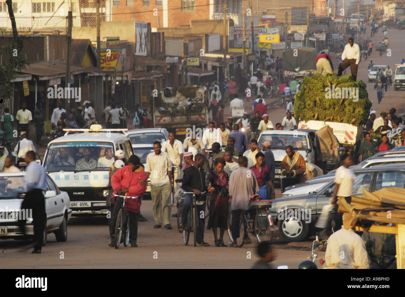 Street scene showing third world traffic and congestion in Kampala ...