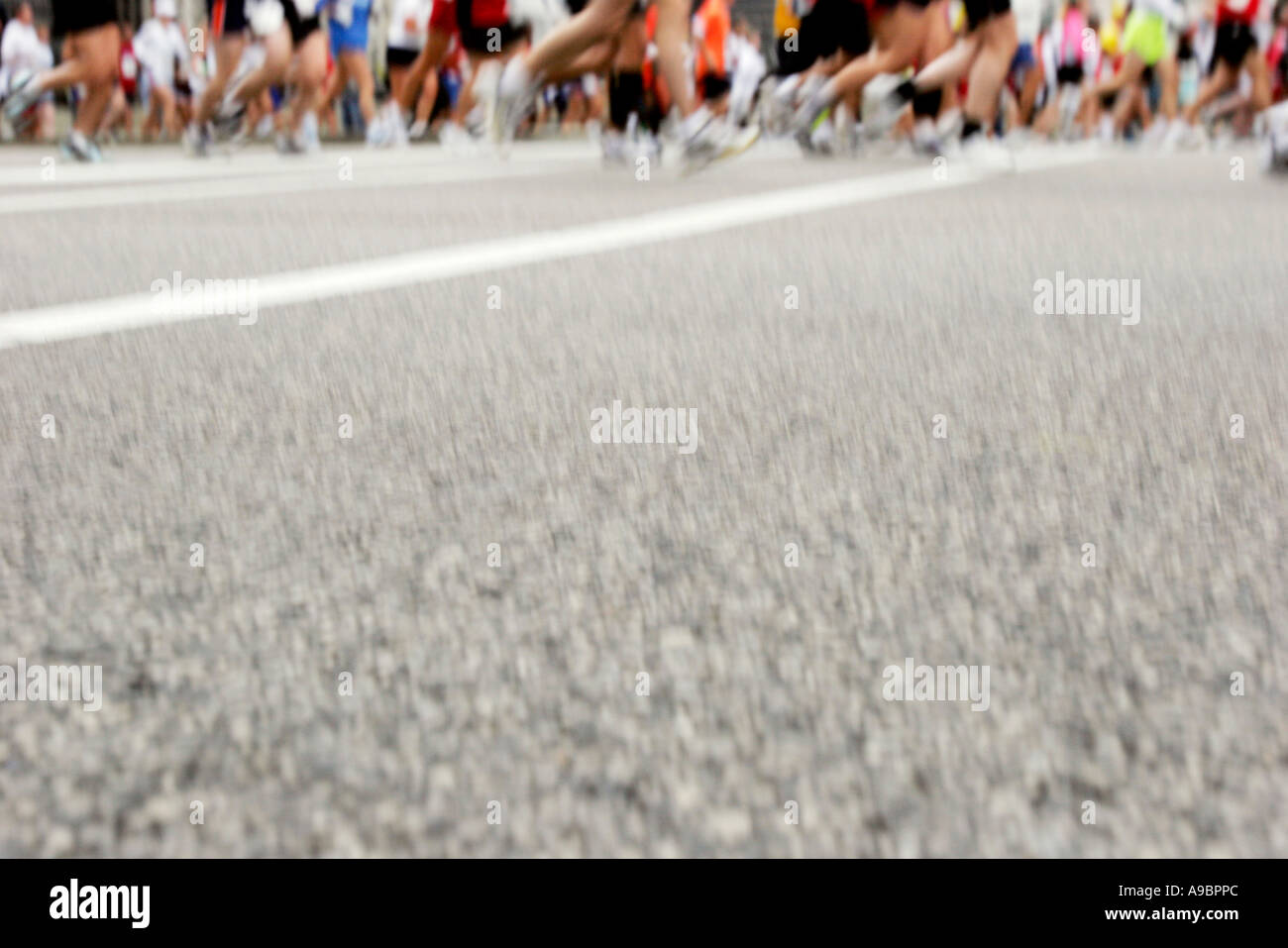 Runners during the Chicago marathon Stock Photo