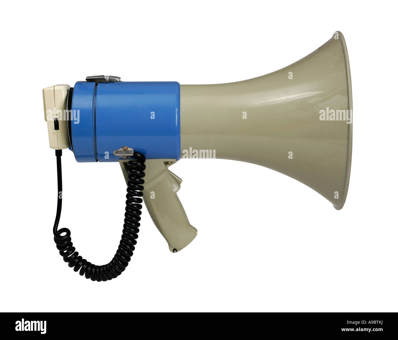 Retro electronic megaphone isolated on white with clipping path clipping path is carefully hand drawn Stock Photo