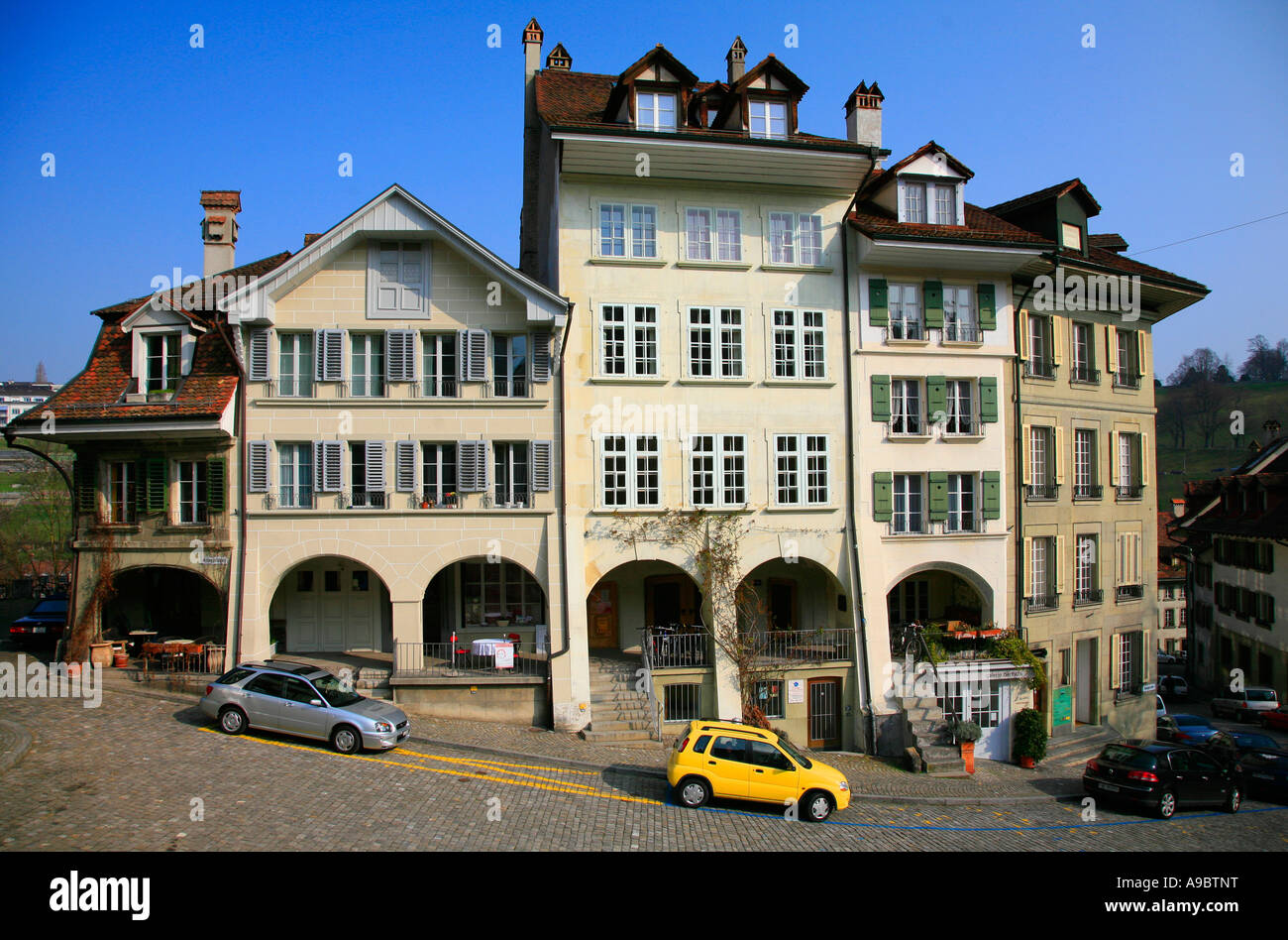Row of old houses in Bern Switzerland Stock Photo Alamy