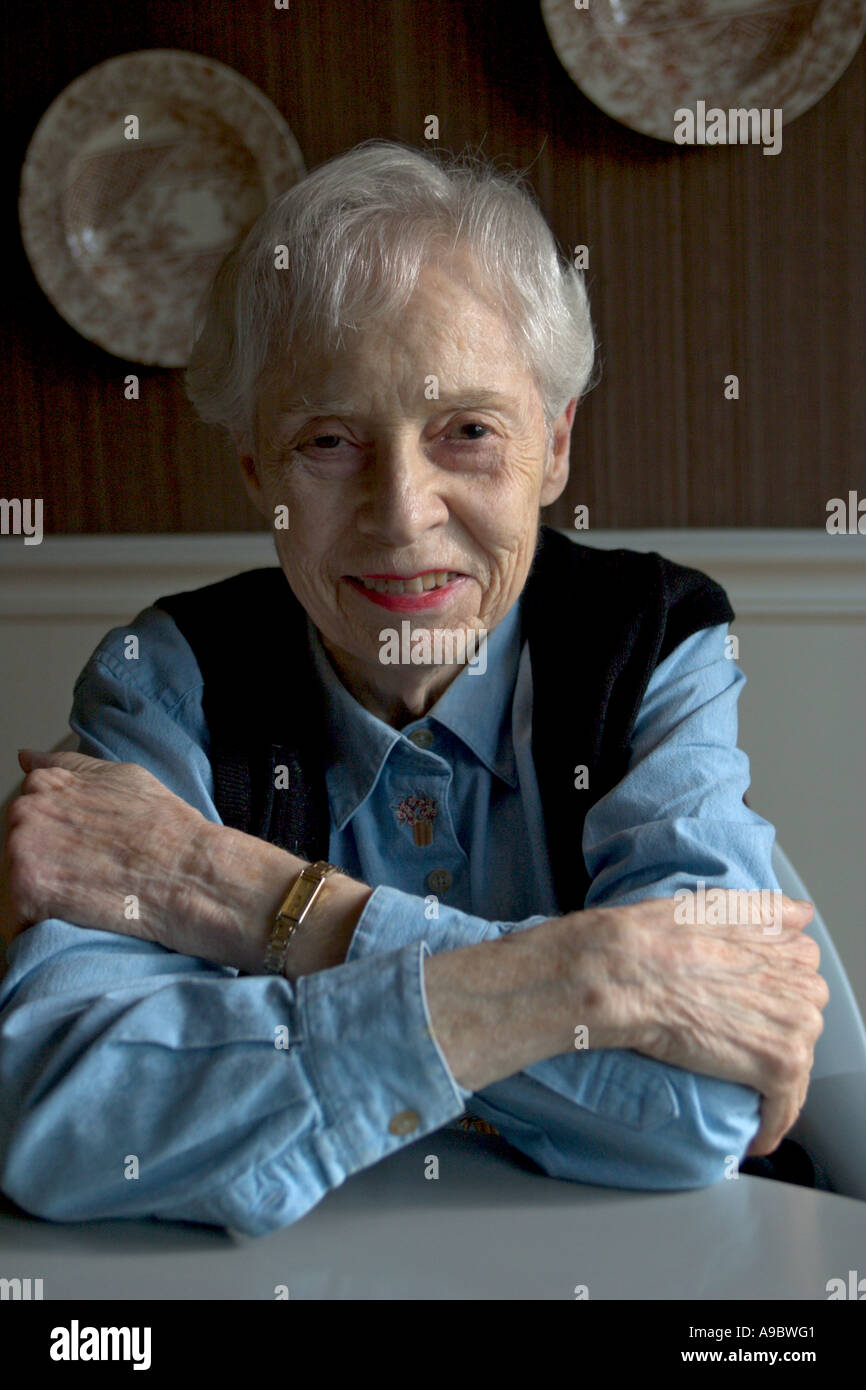 90 year old woman at home Stock Photo