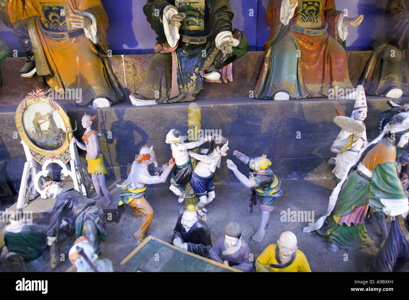 CHINA BEIJING Grotesque statues depicting various sins inside the Yonghegong Lama Temple Stock