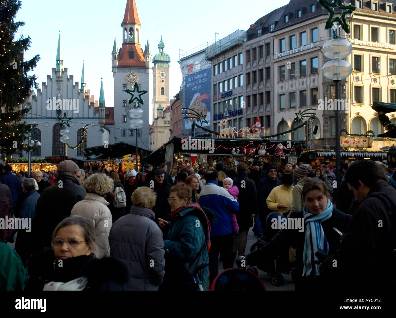Christmas Market Marienplatz Munich Munchen Bayern Bavaria Germany