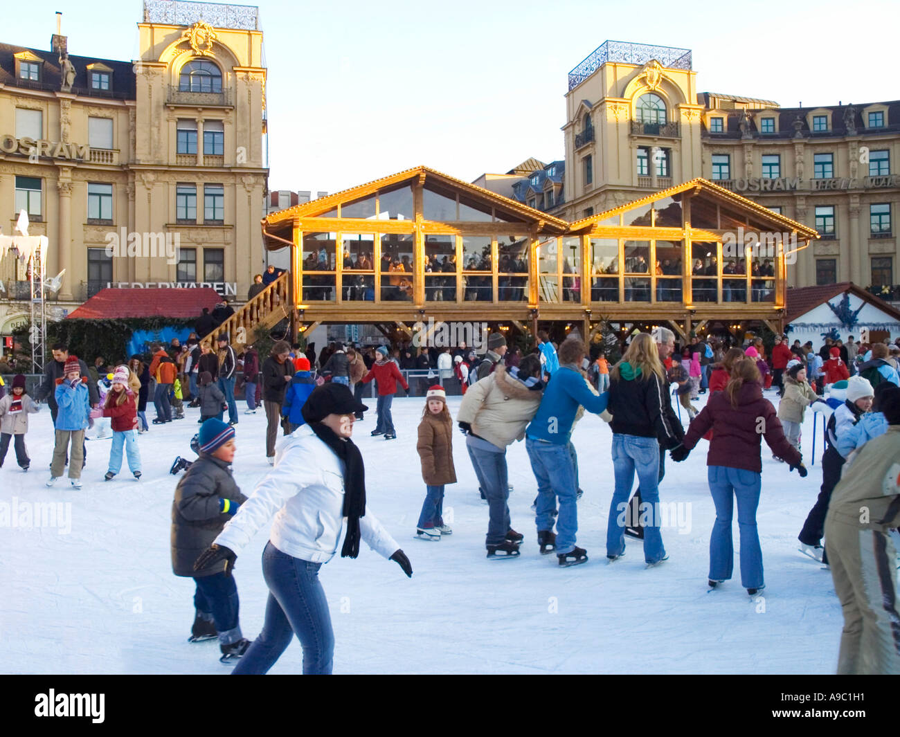 Ice skating Karlsplatz Christmas market Christkindlmarkt munchen