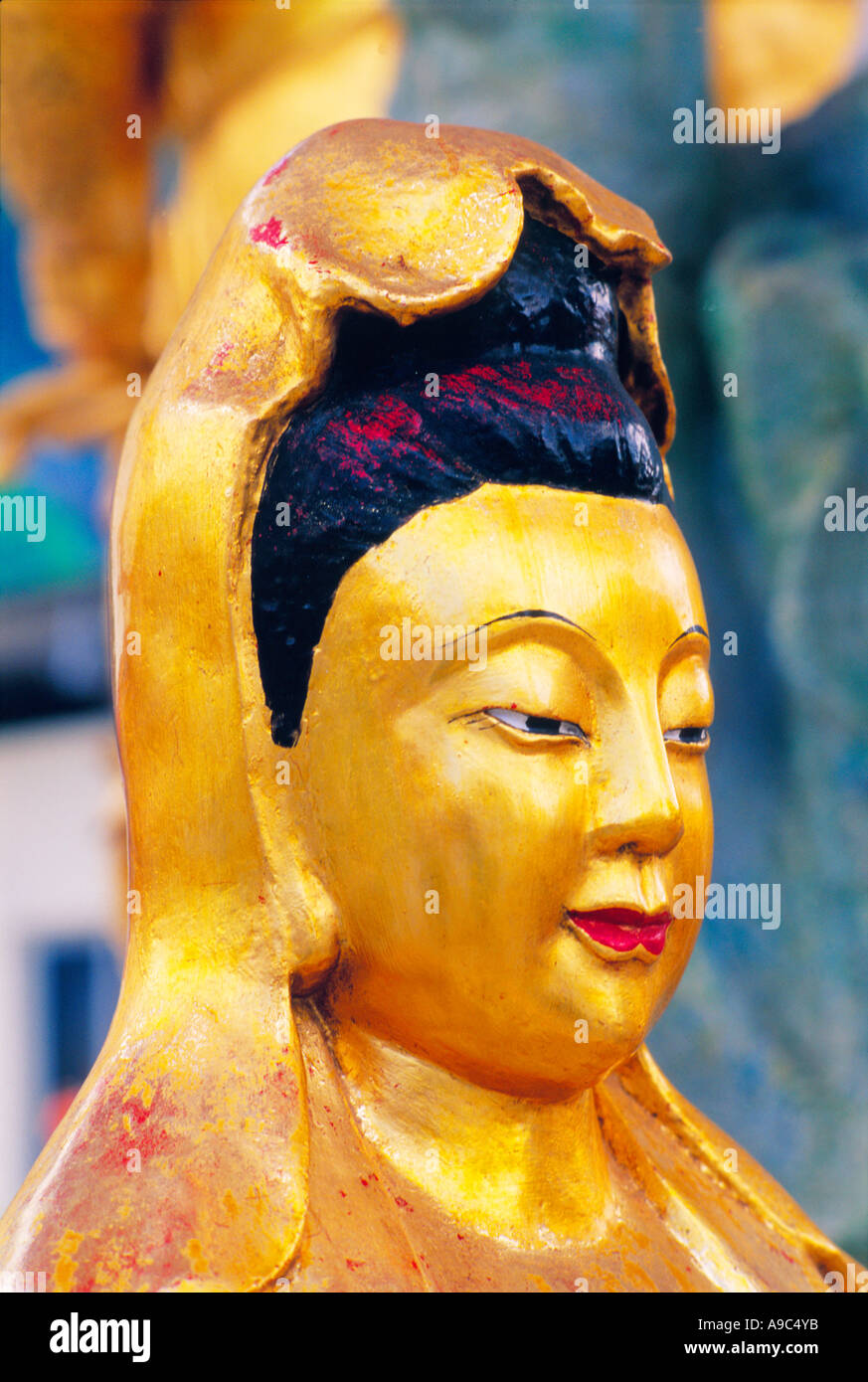 Kuan Yin statue God of mercy in 10000 Buddha temple in Shatin Hong Kong