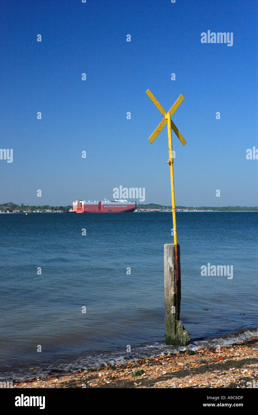 Coastal Outfall Hazard Sign Stock Photo