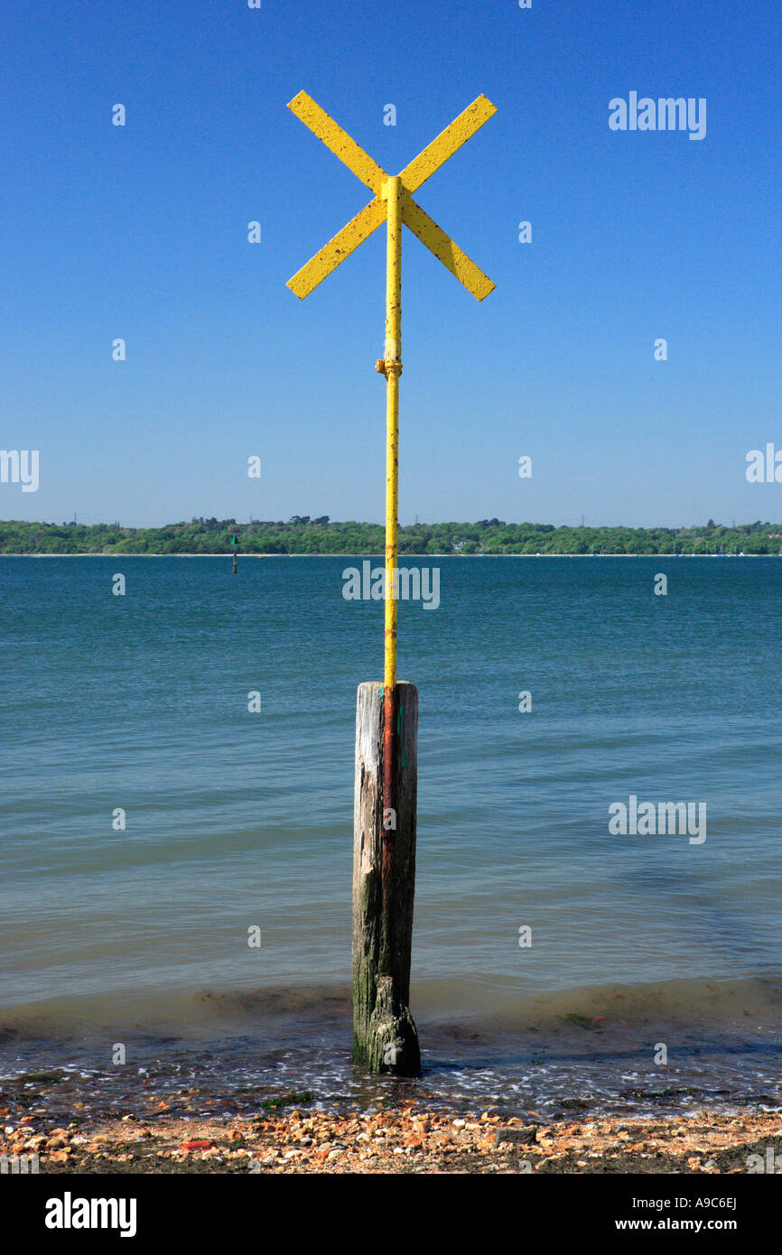 Coastal Outfall Hazard Sign UK 2 Stock Photo