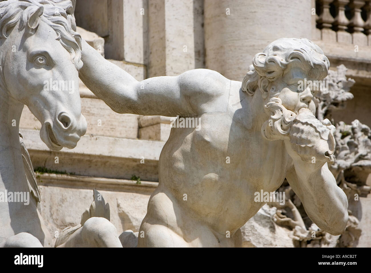 Trevi Fountain Rome Italy Fontana di Trevi trevi fountain water fall statues Baroque fountains Rome rione Aqua Virgo Acqua Vergi Stock Photo