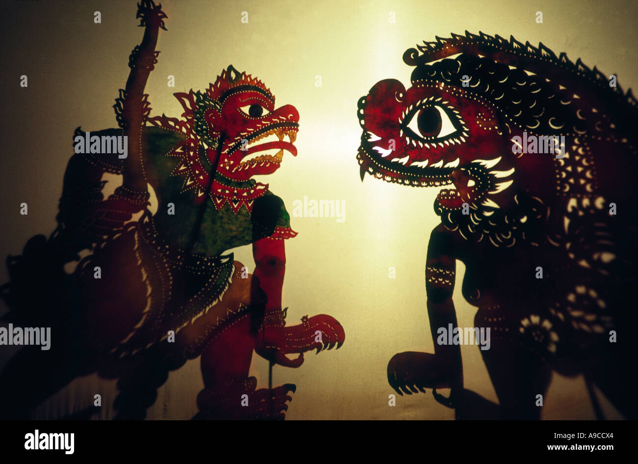 Malaysian culture shadow puppet Wayang Kulit  in Kota Bahru Stock Photo