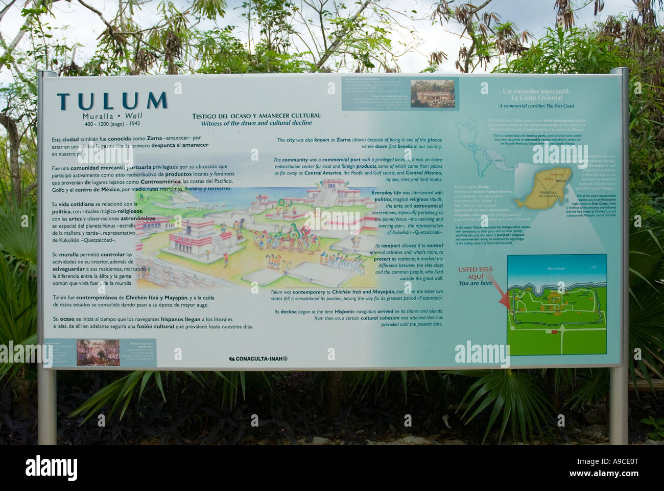 Tulum entrance sign Stock Photo - Alamy