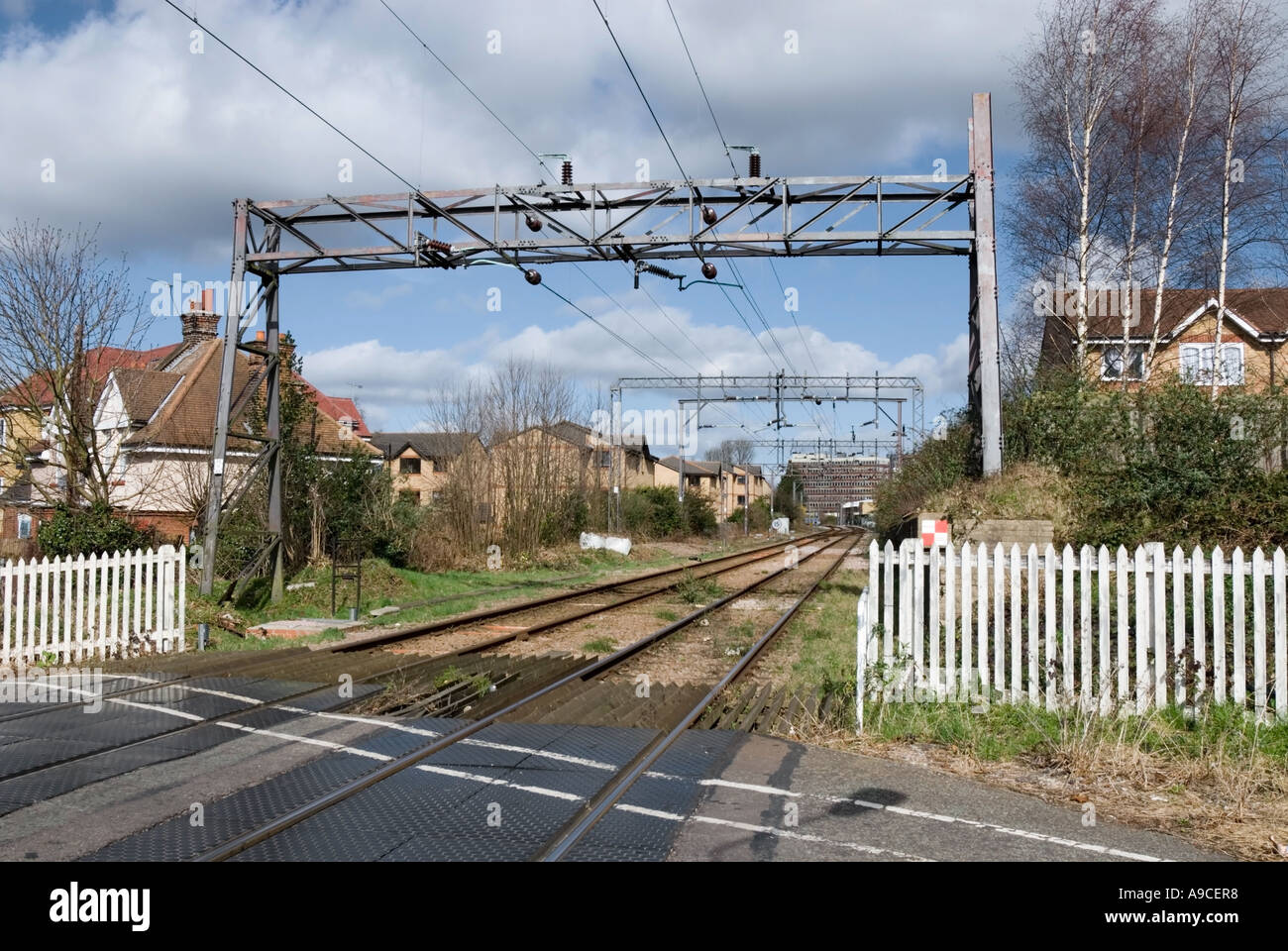 Overhead Electric Railway Lines and Track Stock Photo Alamy