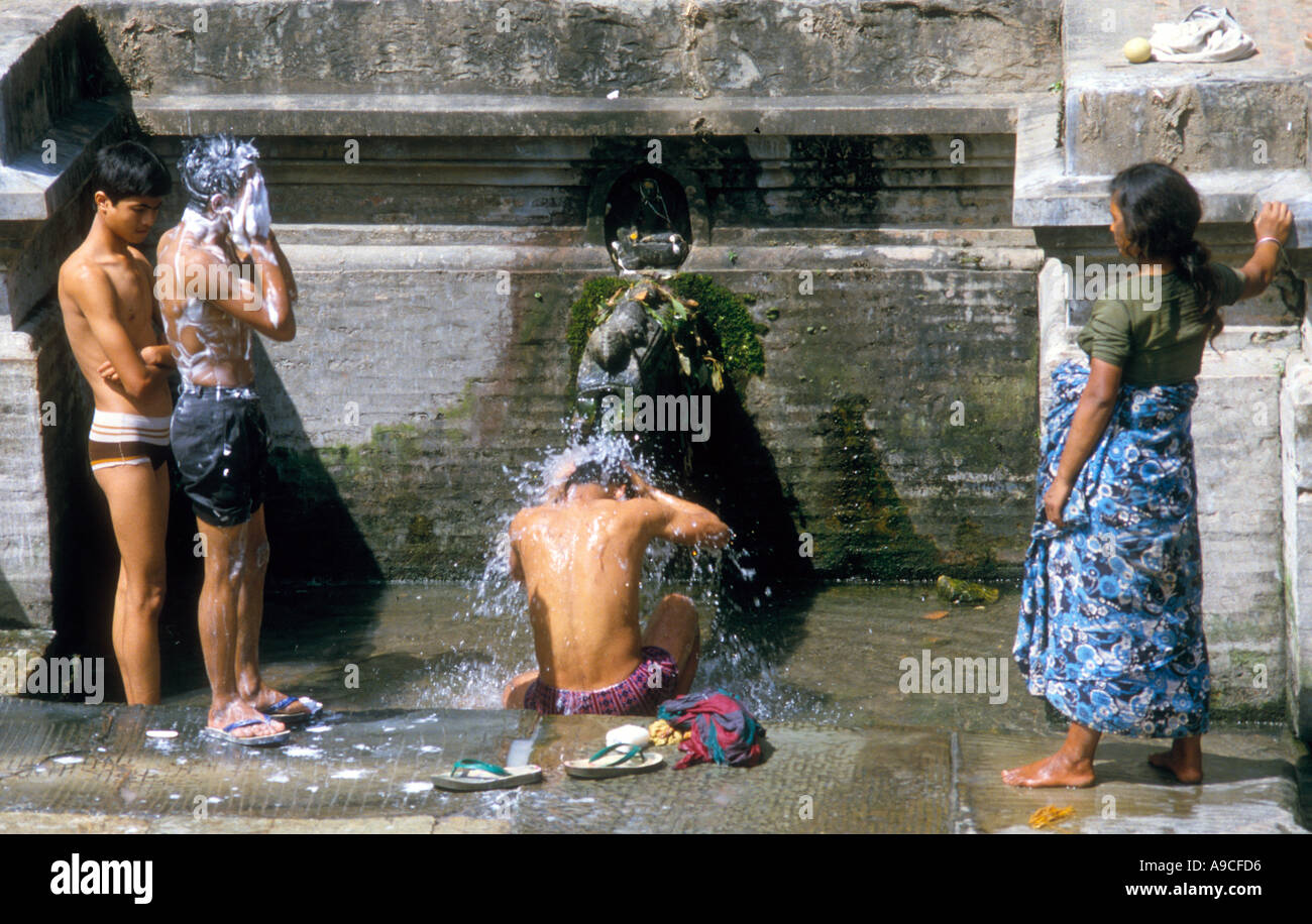 Communal washing Kathmandu Nepal Stock Photo Alamy