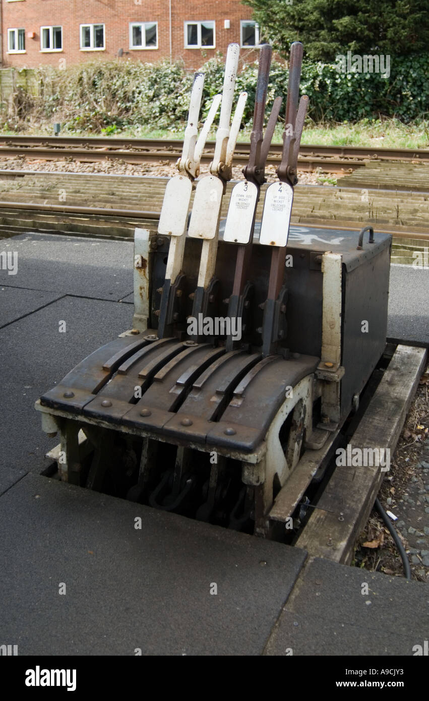 Levers for manually changing railway signals Stock Photo Alamy