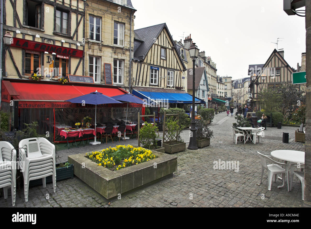 Restaurants in the old cultural quarter of Caen, Calvados, Normandy ...